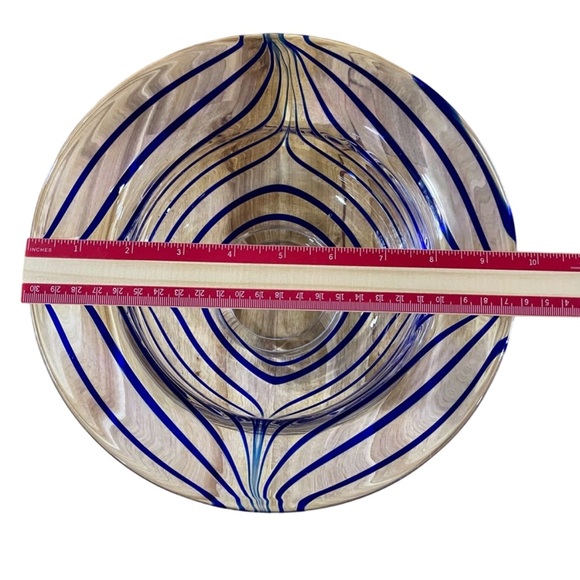 Vintage Metropolitan Museum of Art Cobalt Blue & Clear Swirl Art Glass Bowl - Picture 8 of 10